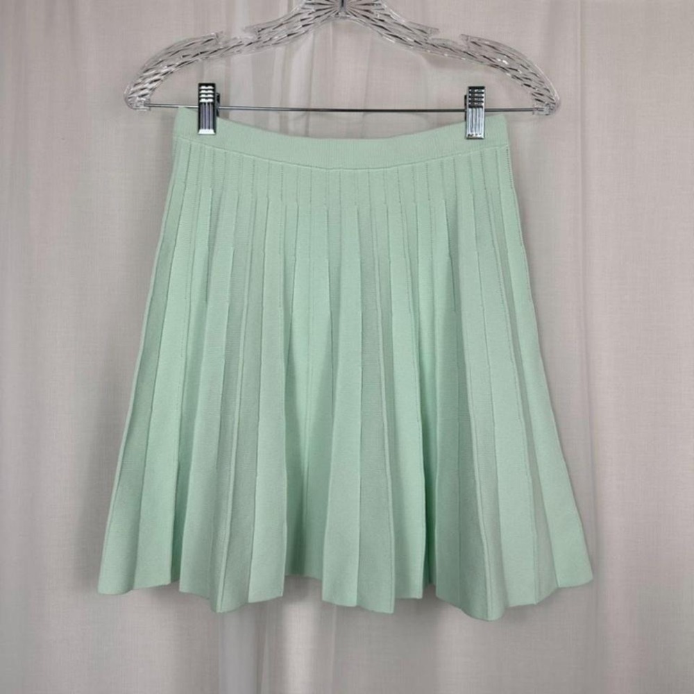 A New Day Pleated Mini Knit Sweater Skirt S Pastel Seafoam Mint Green Tenniscore